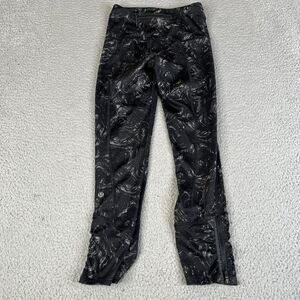 Lululemon Black Speed Tight ll Full-On Luxtreme Swirl 2 Black Zip Ankle Ruched